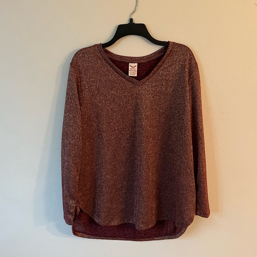 sparkly maroon knit top